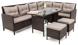 Zestaw ogrodowy dla 9 osób PARIS brązowy, technorattan