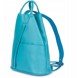 Vera Pelle włoski Plecak Skórzany damski mały turkusowy