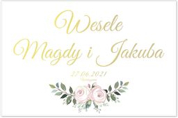 Plakat Weselny personalizowany z kwiatkami - 90x60 cm
