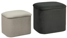 Zestaw 2 puf Dani ze schowkiem welurowe prostokątne