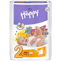 Bella, Happy Mini, Pieluchy jednorazowe, 3-6 kg, 38