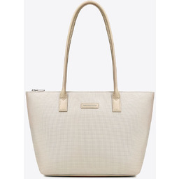 Torebka damska shopper na ramię z zamkiem kremowa