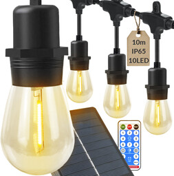 Girlanda Solarna Ogrodowa Lampki Solarne IP65 10m 10x