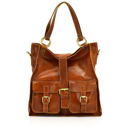 Skórzana duża torebka na ramię shopperbag premium