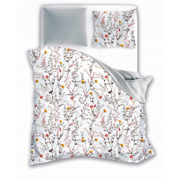 Pościel 220x200 Elegant biała szara kolorowa kwiaty