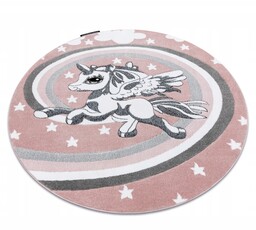 Dywan Dziecięcy Miękki koło 120 Kucyk róż Unicorn
