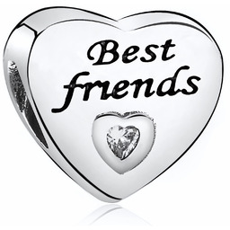 Rodowany srebrny charms pandora serce best friends cyrkonia