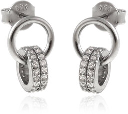 Delikatne rodowane srebrne kolczyki kółka kółeczka circle białe