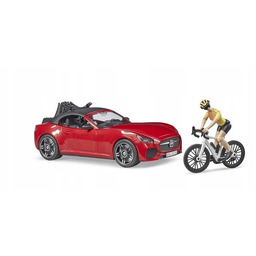 Bruder 03485 Auto Roadster z figurką i rowerem