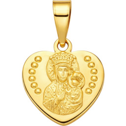 Złoty Medalik Serce z Matką Boską pr. 585