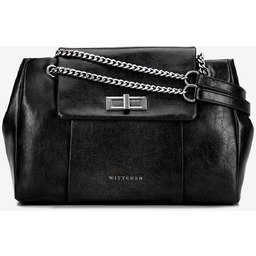 Damska listonoszka z imitacji skóry z łańcuszkiem czarna