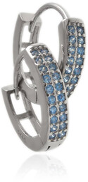 Eleganckie rodowane srebrne kolczyki kółka kółeczka błękitne cyrkonie
