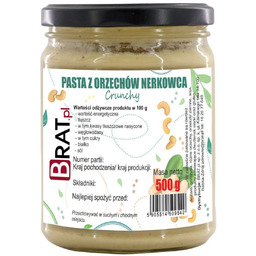 Pasta z orzechów nerkowca crunchy 500g