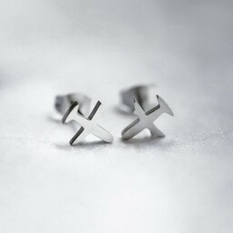 Kolczyki srebrne samoloty dla podróżniczki wkrętki ze stali