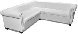 Elior 5-osobowy biały narożnik w stylu Chesterfield -