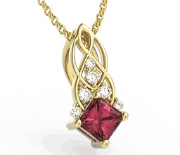 Wisiorek z żółtego złota z topazem Swarovski Red