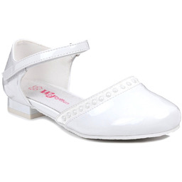 Buty komunijne dla dziewczynki białe lakierowane Wojtyłko 23712-36