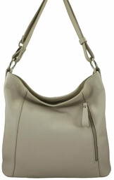 Pojemny skórzany worek na ramię - Beżowy jasny