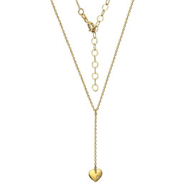 Srebrny naszyjnik pozłacany krawatka - serce z cyrkonią