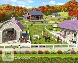 Tapeta dla dzieci 3D Konie fototapeta farma Pony