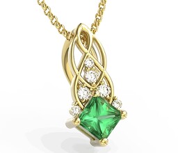 Wisiorek z żółtego złota z zielonym topazem Swarovski