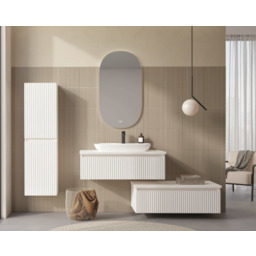 Zestaw mebli łazienkowych: lustro, 2xszafka 100cm, umywalka, słupek