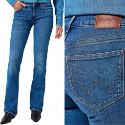Wrangler BOOTCUT Vintage Blue ROZSZERZANE DAMSKIE SPODNIE JEANSOWE