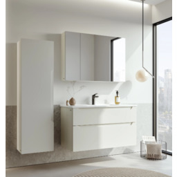 Zestaw mebli łazienkowych: lustro, szafka 100cm, umywalka, słupek