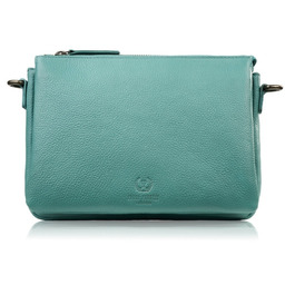 Pakamera Torebka damska na ramię skórzana turkusowa kompaktowa