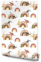 Muralo Tapeta Ścienna Dinozaury Pośród Kolorowych Tęcz