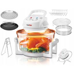 Kombiwar Halogenowy Multicooker Duży 17L 1400W Biały Akcesoria