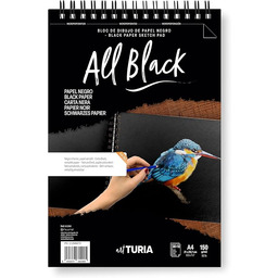 Blok do rysowania, czarny papier A4, 30+10 arkuszy,