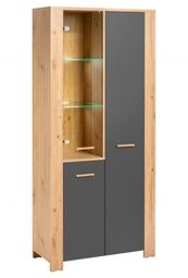 Szafa z witryną LED, Vega, 90x38x196 cm, dąb