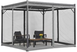 Antracytowa pergola tarasowa Malaga 3x4m z moskitierą Garden