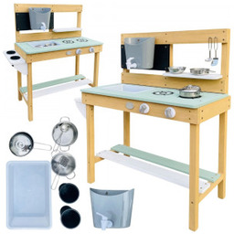 Duża Drewniana Kuchnia Zabawa Woda Piaskiem