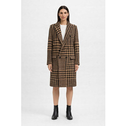 KAREN MILLEN PŁASZCZ DWURZĘDOWY W PEPITKĘ Z WEŁNĄ