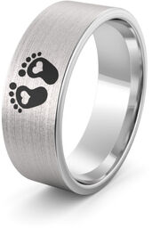 Obrączka srebrna z stopkami i sercem - wzór