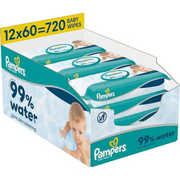 Pampers 99% Water Chusteczki Nawilżane Dla Dzieci, 12x60
