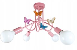 Lampa sufitowa wisząca żyrandol Edison Motylek loft różowa