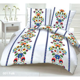 Karo Pościel z kory 140x200 Łowicka biało-niebieska wzór