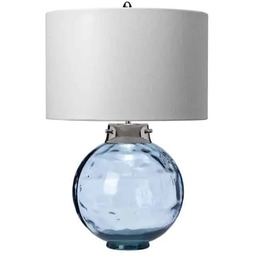 Lampa stołowa szklana niebieska z białym abażurem DL-KARA-TL-BLUE