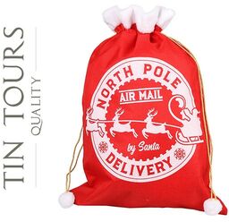 WOREK PREZENTOWY NORTH POLE CZERWONY PLUSZ 60X40 cm