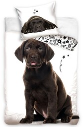 Pościel bawełniana Puppy Brown Labrador, 140 x 200