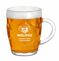 Bąbelkowy kufel na piwo z grawerem dla strażaka