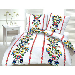 Karo Pościel z kory 180x200 Łowicka 222b biało-czerwona