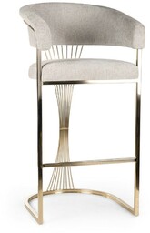 HOKER na złotych nogach, jasnoszara tapicerka, elegancki, glamour