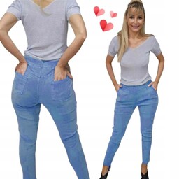 TREGGINSY JEANSOWE gumy ściągające mocno elastyczne spodnie kieszenie