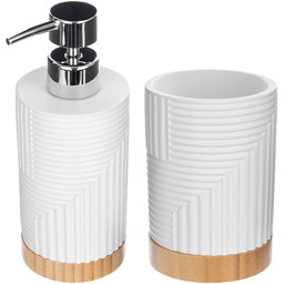 Zestaw Lunel dozownik na mydło+kubek łazienkowy biały