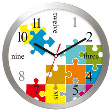Zegar ścienny aluminiowy puzzle