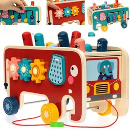 Zlaro, Drewniana kostka edukacyjna Słoń wbijak Montessori